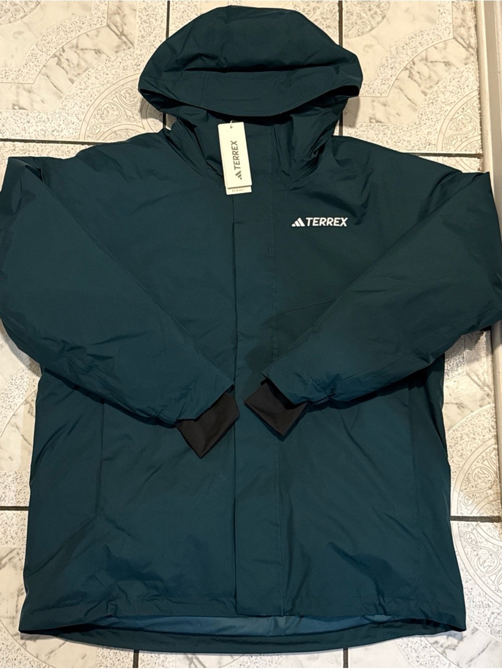 New Adidas Terrex Multi 2L Rain.RDY Insulated Jacket Teal Men’s Sz Large JN3106